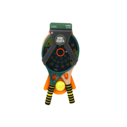 Set of 2 Children's Padel Rackets, Green, Beige, Yellow PU Ball